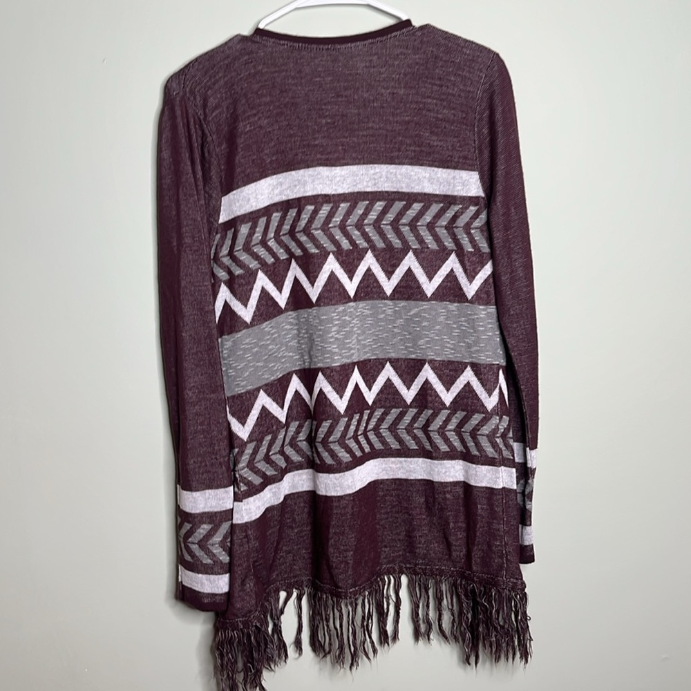 Vanity Burgundy Fringe Cardigan Medium - Picture 4 of 5